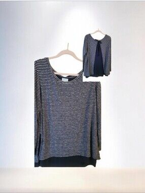SUNDAY Sanctuary Navy and White Striped Knit Top